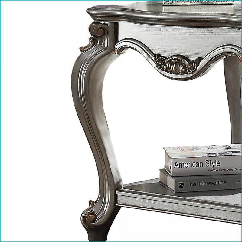 Table basse carrée antique avec tablette rectangulaire et amp; Rangement supplémentaire pour le salon