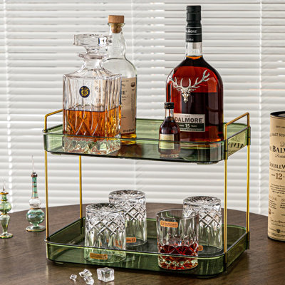 Accessoires de bar à café, organisateurs de station, rangement de grande capacité avec égouttoir, plateau à whisky, porte-gobelet porte-tasse à café, vert rétro