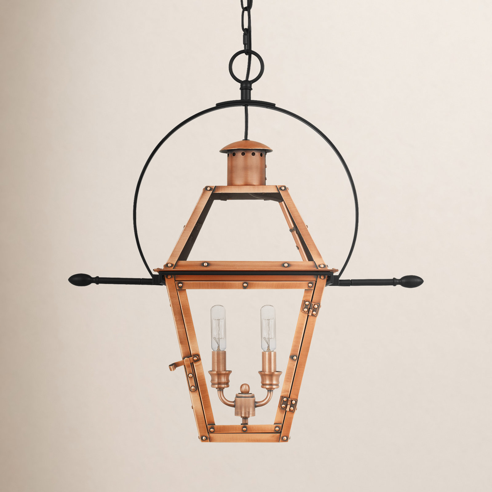 Amber Outdoor Pendant Light, Aged Copper