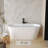 67" Acrylic Freestanding Bathtub, Stand Alone Bathroom Tub, Glossy White, Toe-Tap Chrome Drain,