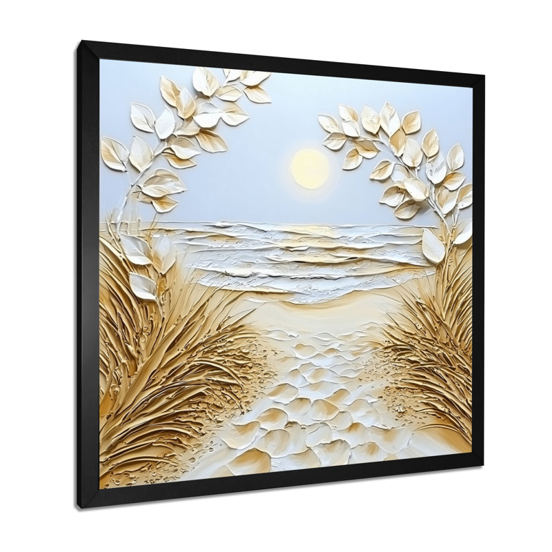Beachside Dunes - Art mural plage et océan, Reproduction encadrée d'une seule photo sans pass, Noir, H 16 po x l 16 po