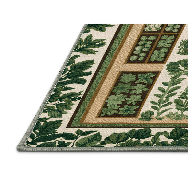 Machine Washable Nature Green Area Rug, Rectangle 5' x 8'