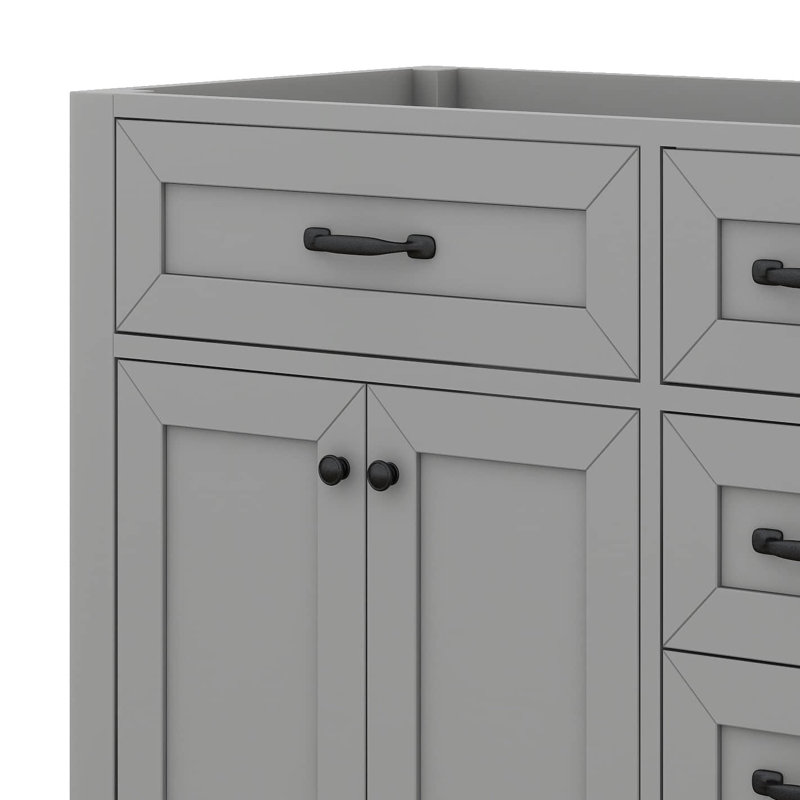Meuble-lavabo 36 po sans lavabo, base d'armoire seulement, armoire de salle de bain avec 3 tiroirs et 2 portes, structure de meuble-lavabo en bois massif