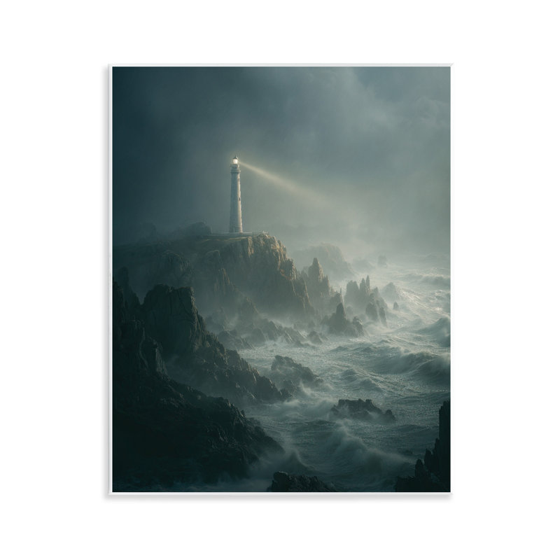 Plaque murale phare et falaise orageuse, design par Ziwei Li