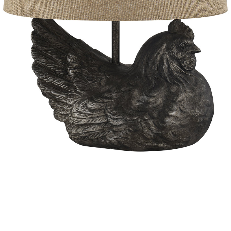 18" Resin Chicken Table Lamp, Black