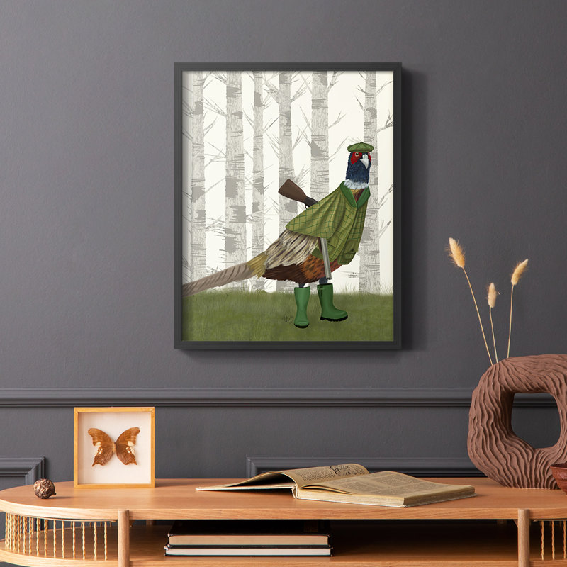 Faisan de tir 2, reproduction encadrée - bois massif, Noir, H 28 po x l 22 po