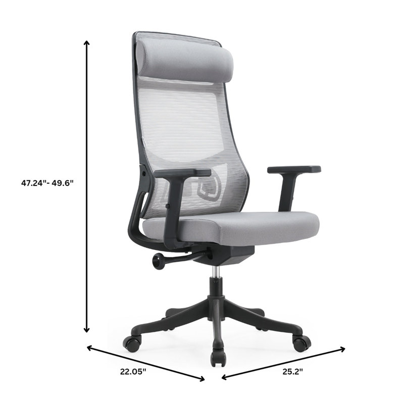 Chaise de bureau avec appui-tête Mirai, Gris clair