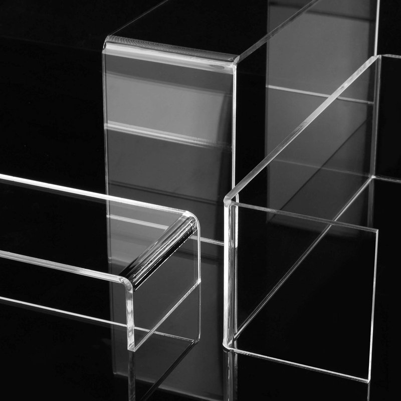 Large Acrylic Display Risers, 2 Sets Clear Rectangular Showcase Collectibles Display Shelf, Retail Desktop Risers Display Stand For Organize And Decoration