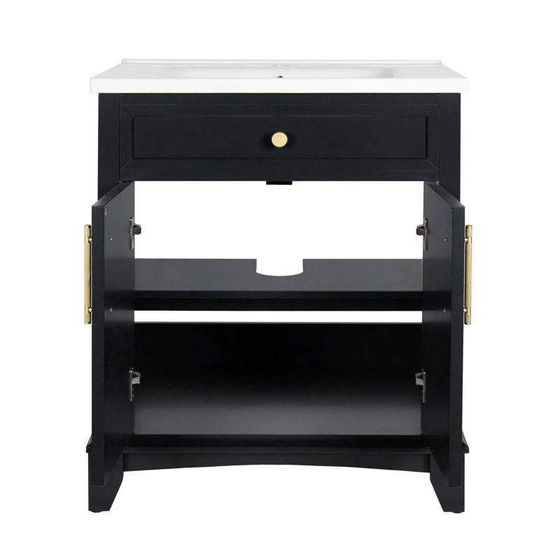 Single Bathroom Vanity with Top, Black