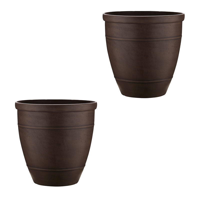 18" Wright Planter, Brownstone Finish, 2-pack