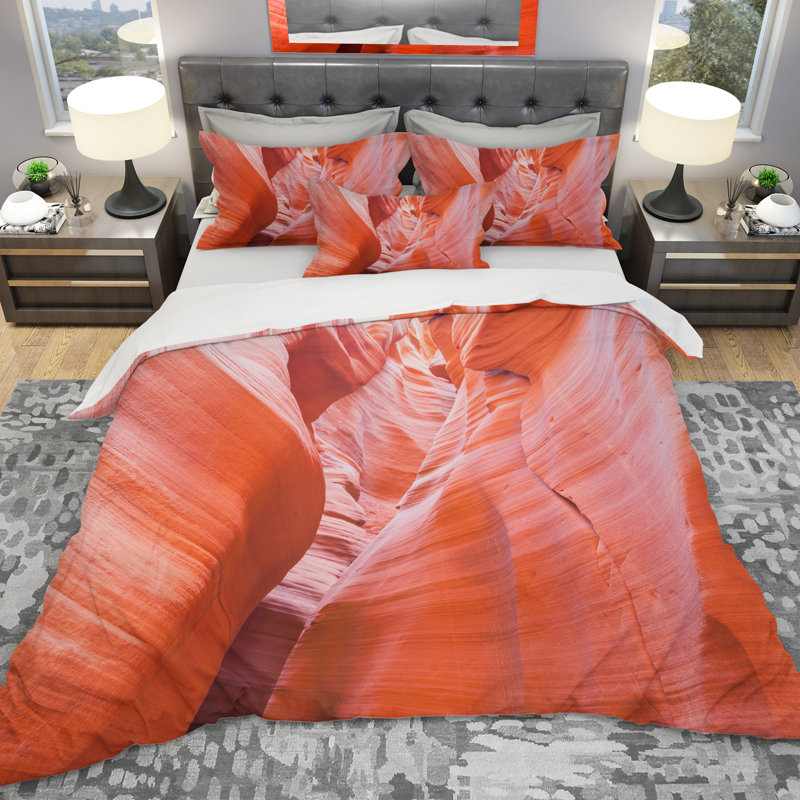 Ensemble de housse de couette designart antilope canyon walls, Housse de couette très grand + 2 taies décoratives