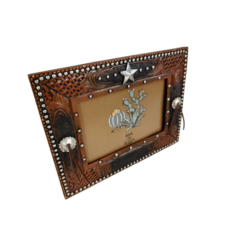 Williston Forge Grierson Faux Tooled Leather Western Rustic Concho Star ...