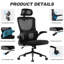 Tunney Ergonomic Height-Adjustable Mesh Office Chair with Headrest-696389716