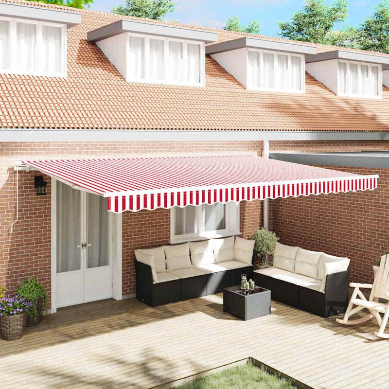 Retractable Awning, 500cm H x 300cm W, Red;White Striped