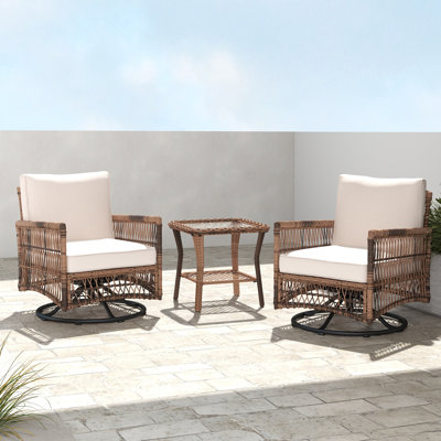 Vivek Premium All-Weather Wicker 2 - Person Patio Conversation Sets with Cushions