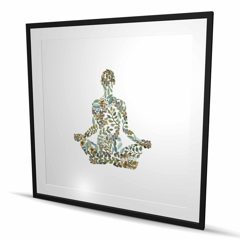 «Zen Attitude - Green», reproduction encadrée à motif floral | Décoration intérieure, H 48 po x l 48 po, Noir
