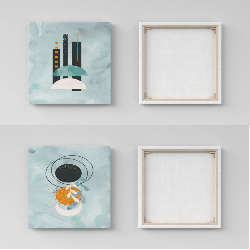 Élégantes toiles décoratives (2 pièces) de 15,8 po x 15,8 po chacune | 100% toile avec cadre 100% bois | Parfait pour la décoration de salon ou de chambre à coucher, art accrocheur pour les espaces modernes