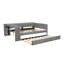 Lit plateforme tapissier avec tablettes de rangement, bureau, station de charge et lit gigogne-1341794862