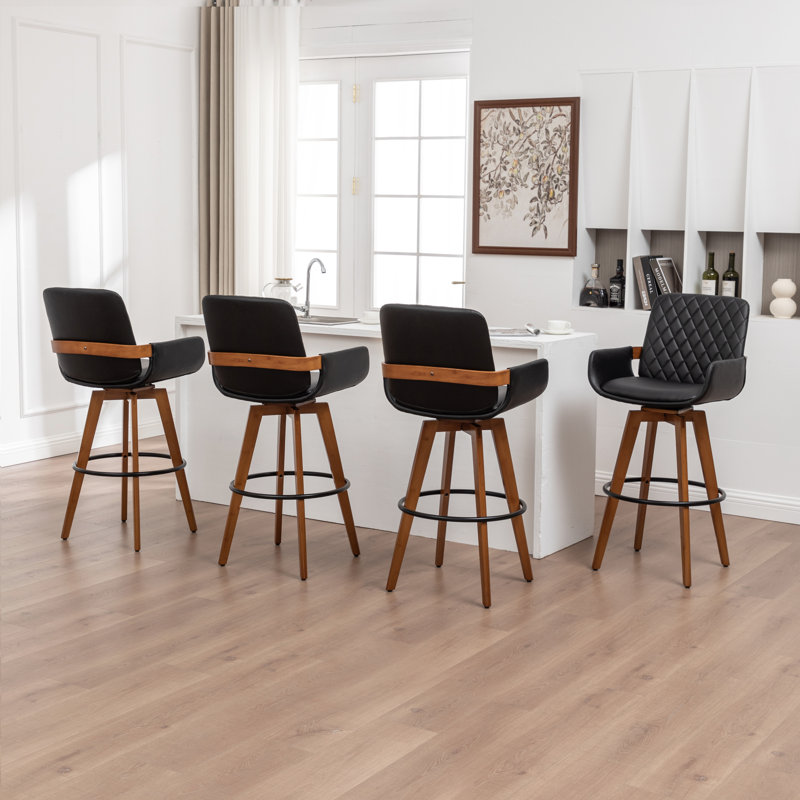 Tabourets de comptoir pivotants modernes (ensemble de 4), 4, Noir, Tabouret de bar 29,7 po
