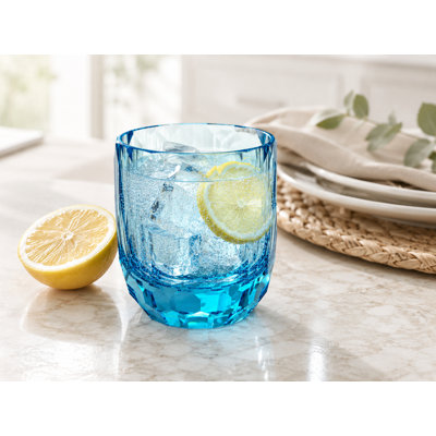 8 oz Verre bleu à facettes en verre