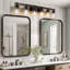 Applique murale de salle de bain 42 po à 6 lumières de style industriel 42 po avec abat-jour en verre et décor en bois rustique 42 po