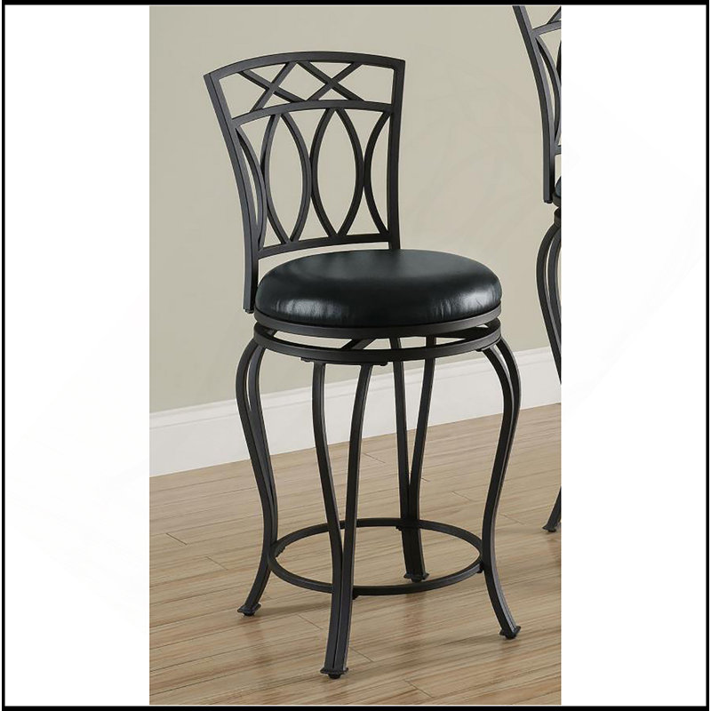 Tabouret pivotant noir à hauteur de comptoir avec siège rembourré