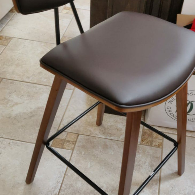 Mercury Row Tellis Mid-Century Modern Armless Stool in Faux