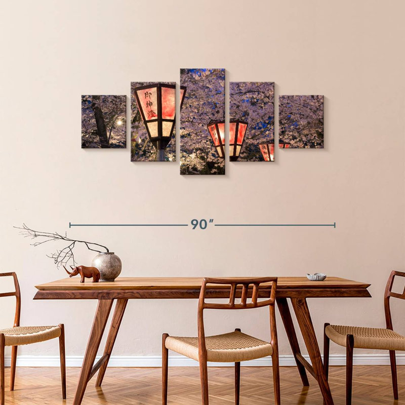 Sakura Lanterns, 36" H x 80" W