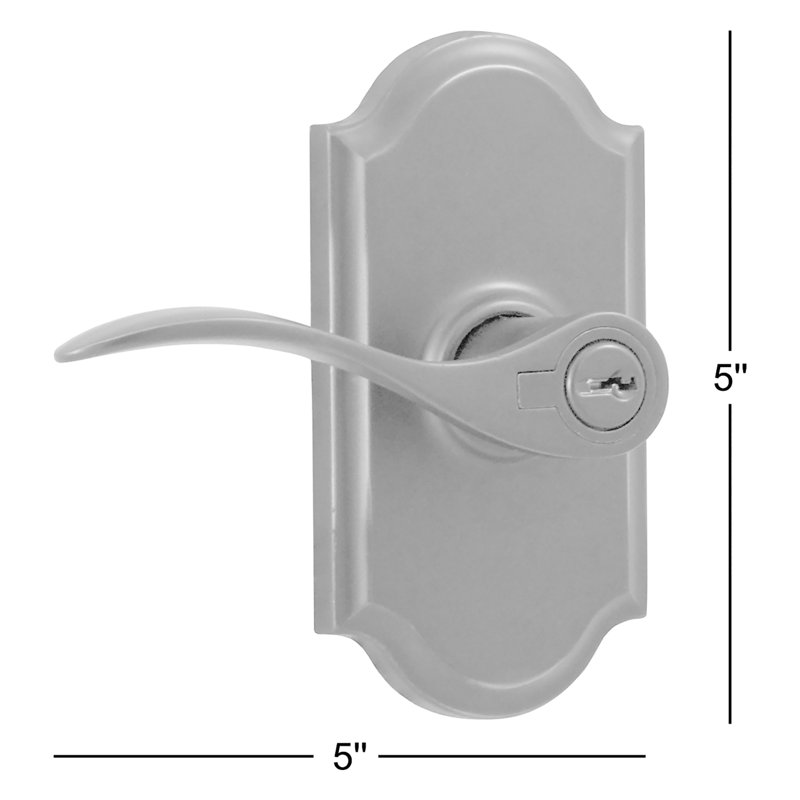 Levier de porte à clé avec première rosette Bordeau, Nickel satiné, Gauche