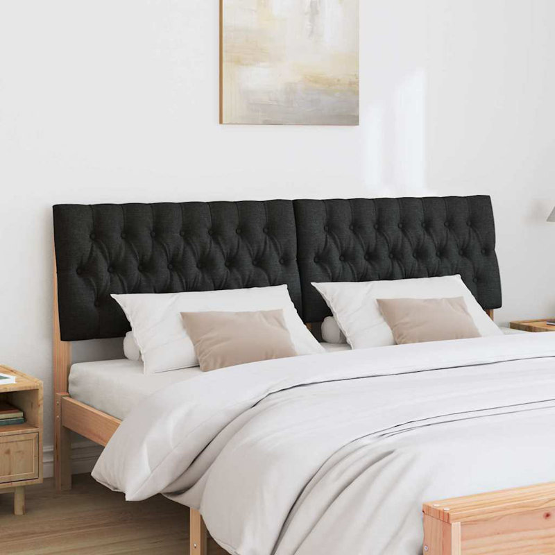 Solid Wood Headboard, Brown, Black, DE Size - 180 x 220 cm