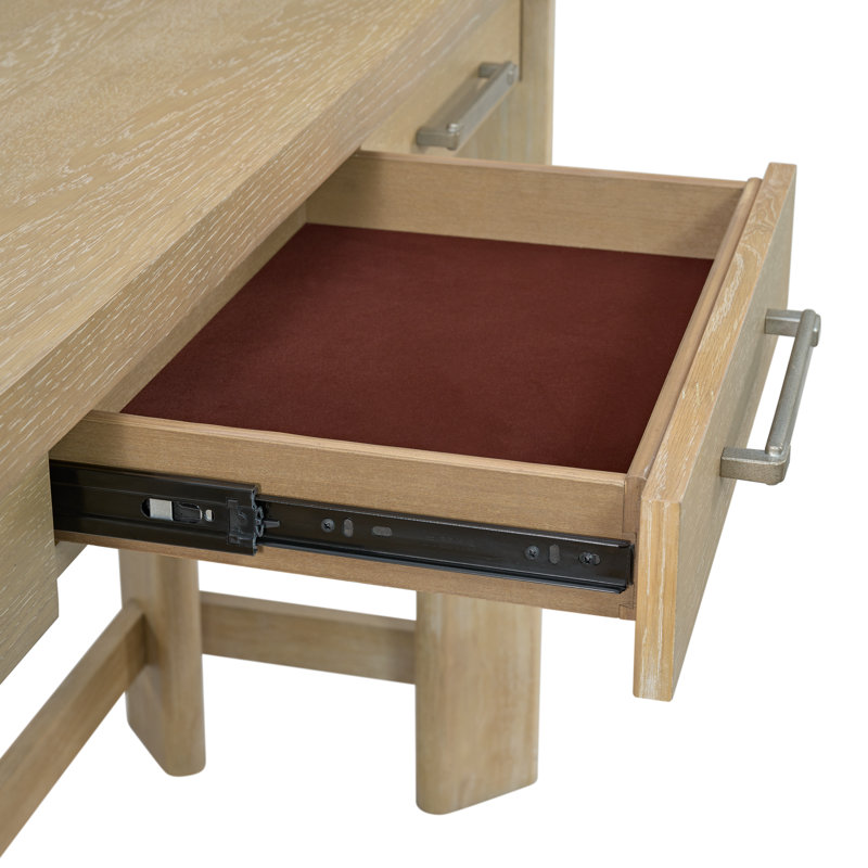 Console côtière avec 3 tabourets beiges et trois tiroirs Coastal