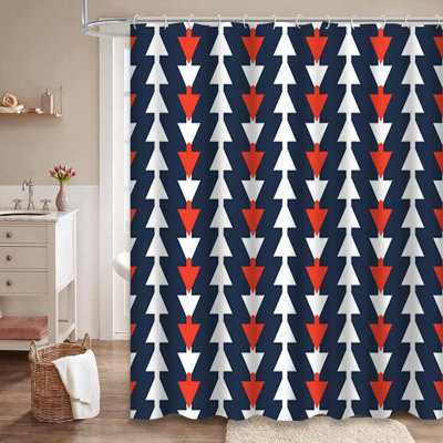 Rideau de douche abstrait abstrait avec triangles rouges et bleus avec 12 crochets