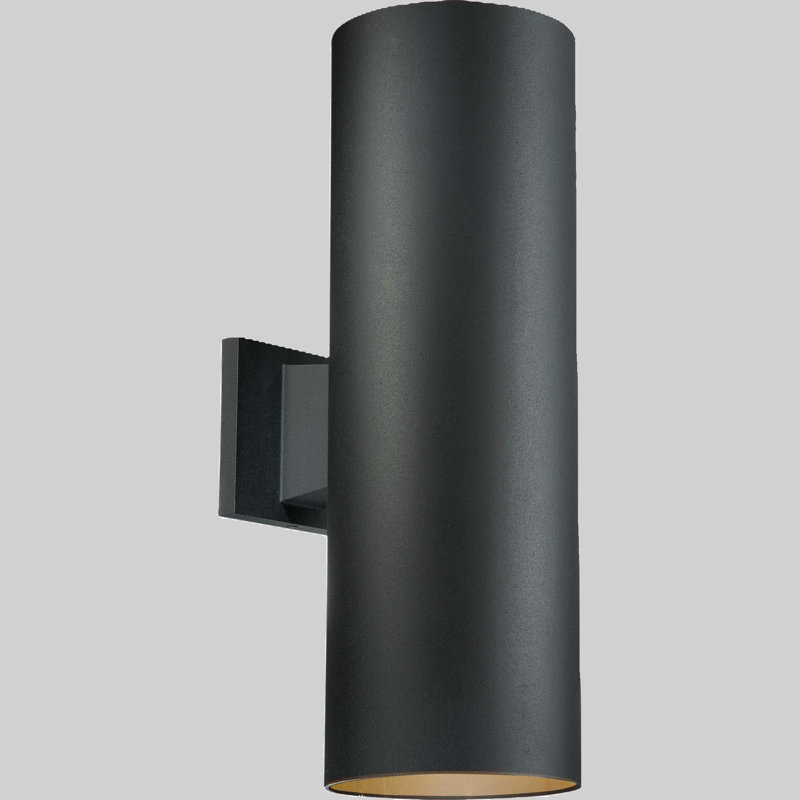 2-Light Integrated LED Indoor or Outdoor Black Aluminum 18"H Cylinder Wall Mount or Wall Sconce, Black