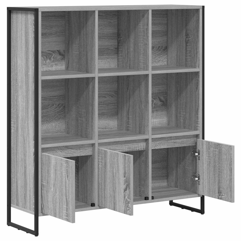 108cm H x 99.5cm W Steel Book Cabinet Bookcase, Grey Sonoma