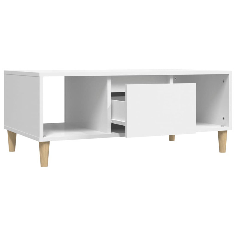 Huntoon Four Leg Coffee Table with Storage, White