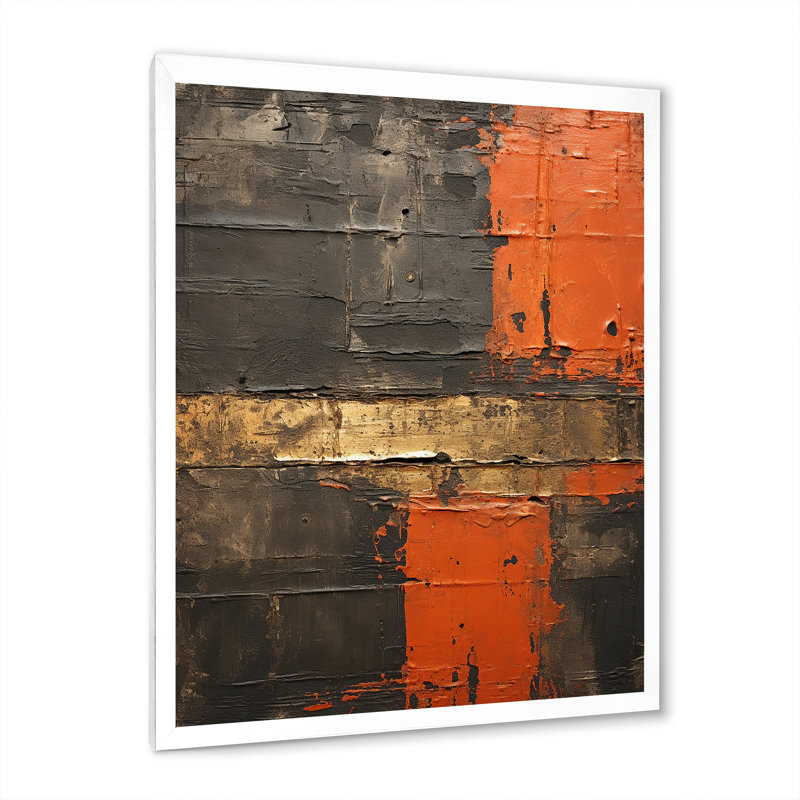 Passage in Time Distress Orange - impression, H 32 po x l 16 po x P 1 po, Cadre simple blanc