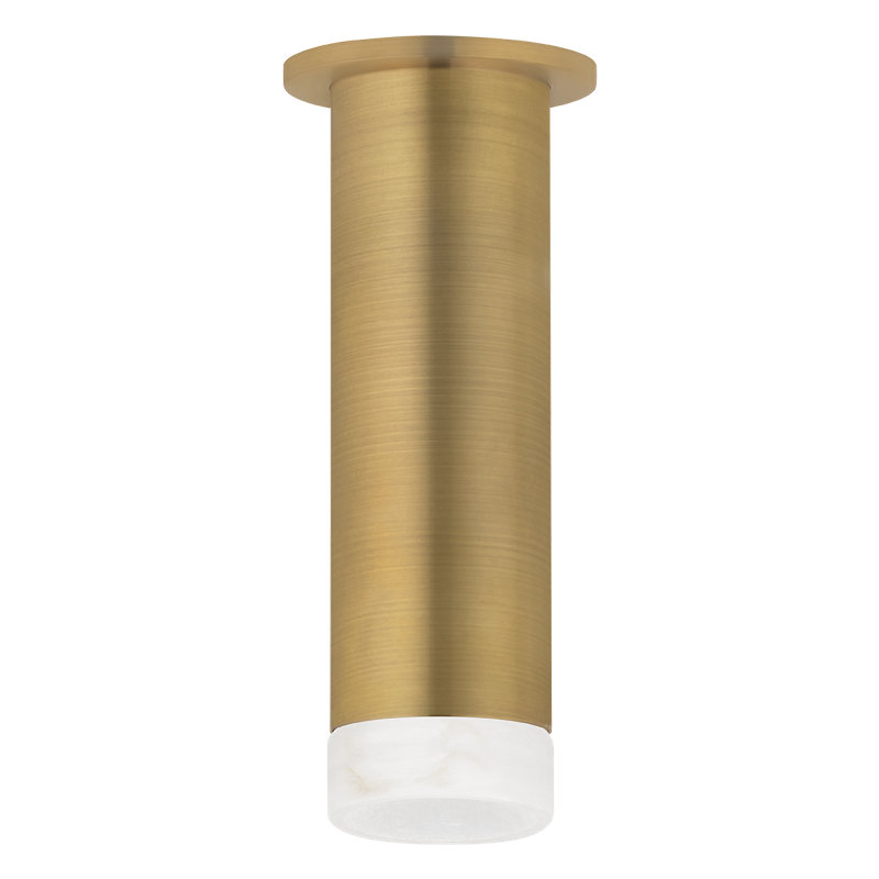 Luxe 3" Cylinder Flush Mount With Bezel, Patina Brass/Alabaster