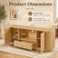 Meuble télé naturel ondulé de 162,5 cm (64 pouces) en panneaux de particules et MDF, console multimédia arrondie avec portes à rayures verticales, ouverture par simple pression, 3 passe-câbles, rangement multifonctionnel et montage facile
