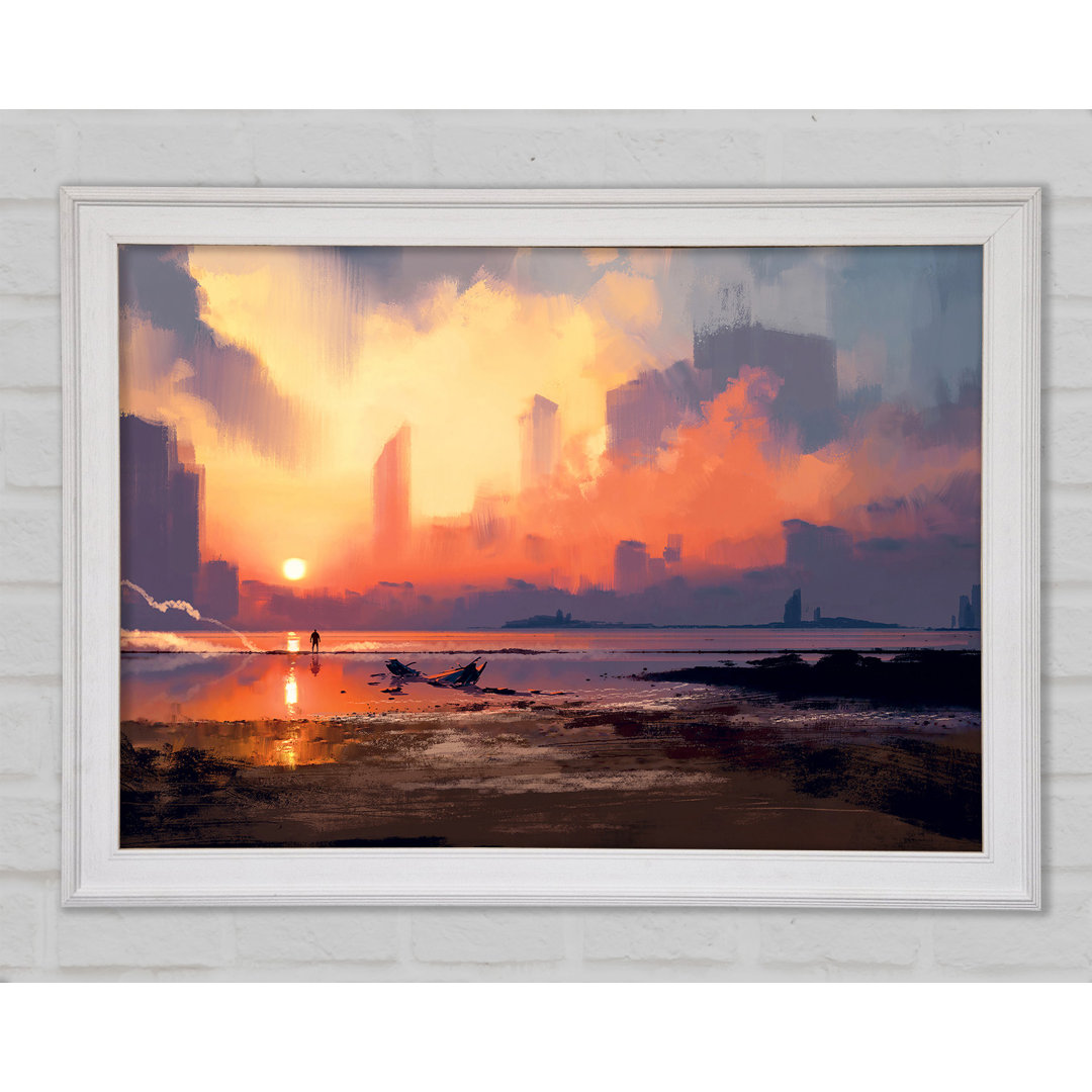 Gerahmtes Leinwandbild Sunset Ocean City