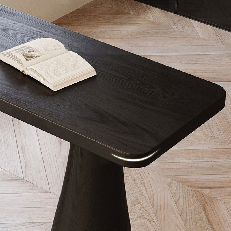 62.99" Black Rectangular Solid Wood Bar Table