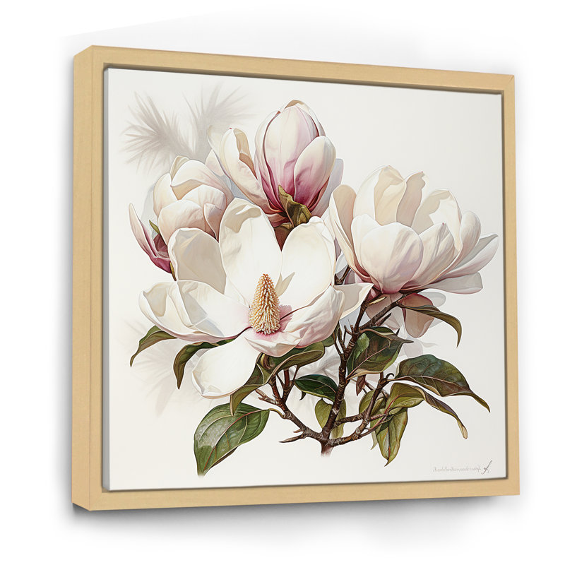 Magnolias en hiver, Cadre naturel flottant, H 36 po x l 36 po x P 1,5 po
