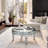 Meichele Modern Glass Round Coffee Table 35" Mirrored Diamonds Inlay