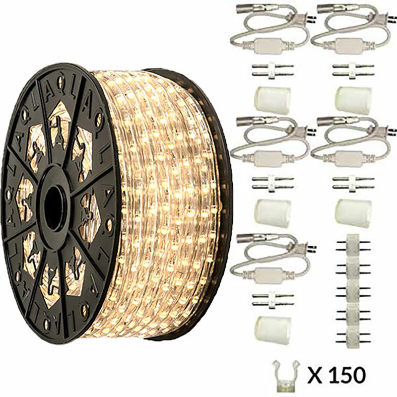 Outdoor 1800 - Bulb 150'' LED Rope String Light, Warm White