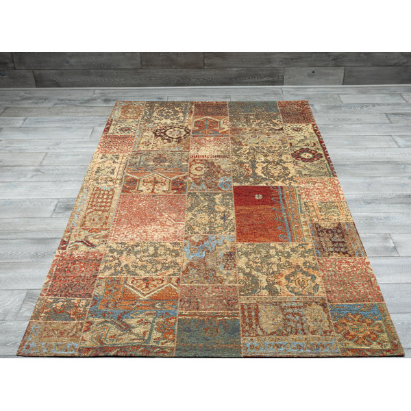 Bungalow Rose Patchwork Yellow/Orange/Red Area Rug | Wayfair