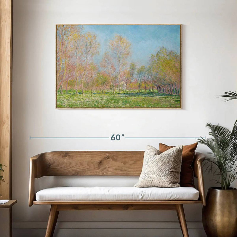 Le printemps à Giverny en 1890, 43 po x 29 po, Cadre flottant en bois naturel