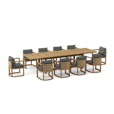 Junus Outdoor 7 - Piece Teak Dining Set with Cushions