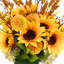 Sunflower, Hydrangea and Dahlia Fall Arrangement in a Glass Vase