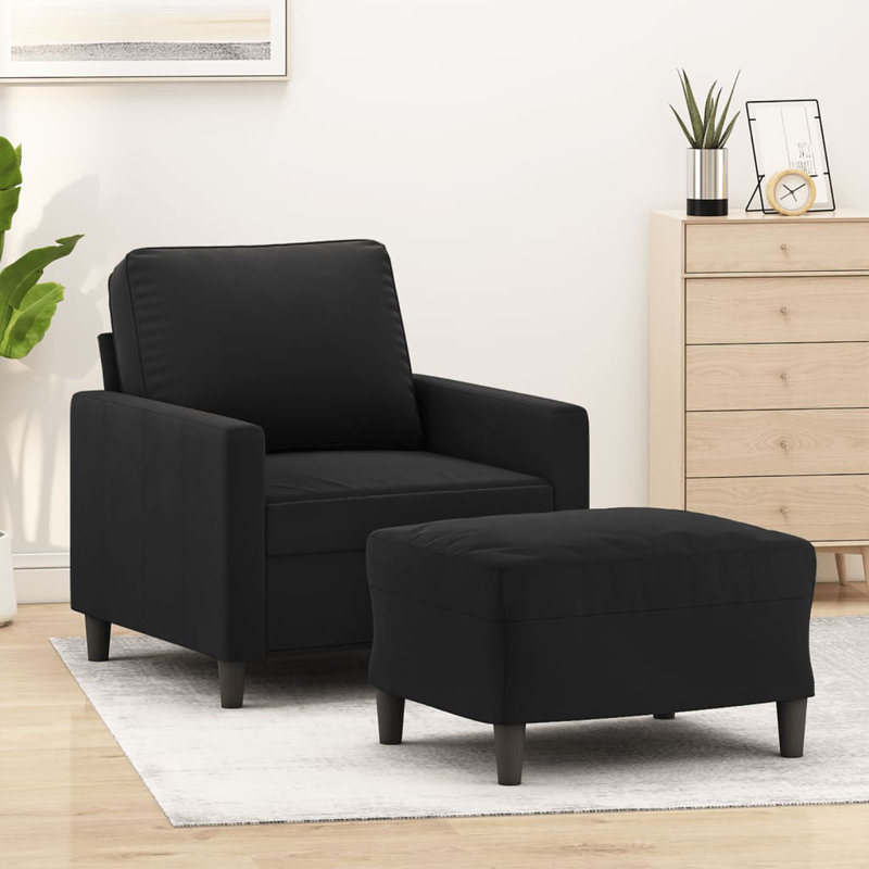  Canapé avec repose-pieds noir, Velours noir