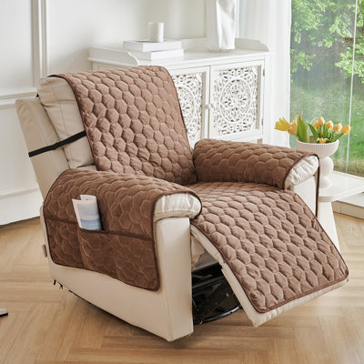 Housse de coussin inclinable moelleuse toutes saisons - antidérapante, lavable, adaptée aux animaux de compagnie, avec sacs de rangement pour accoudoirs latéraux. Convient pour un fauteuil, une causeuse et un canapé 3 places.