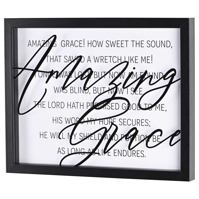 Framed Wall Art Amazing Grace Black Text